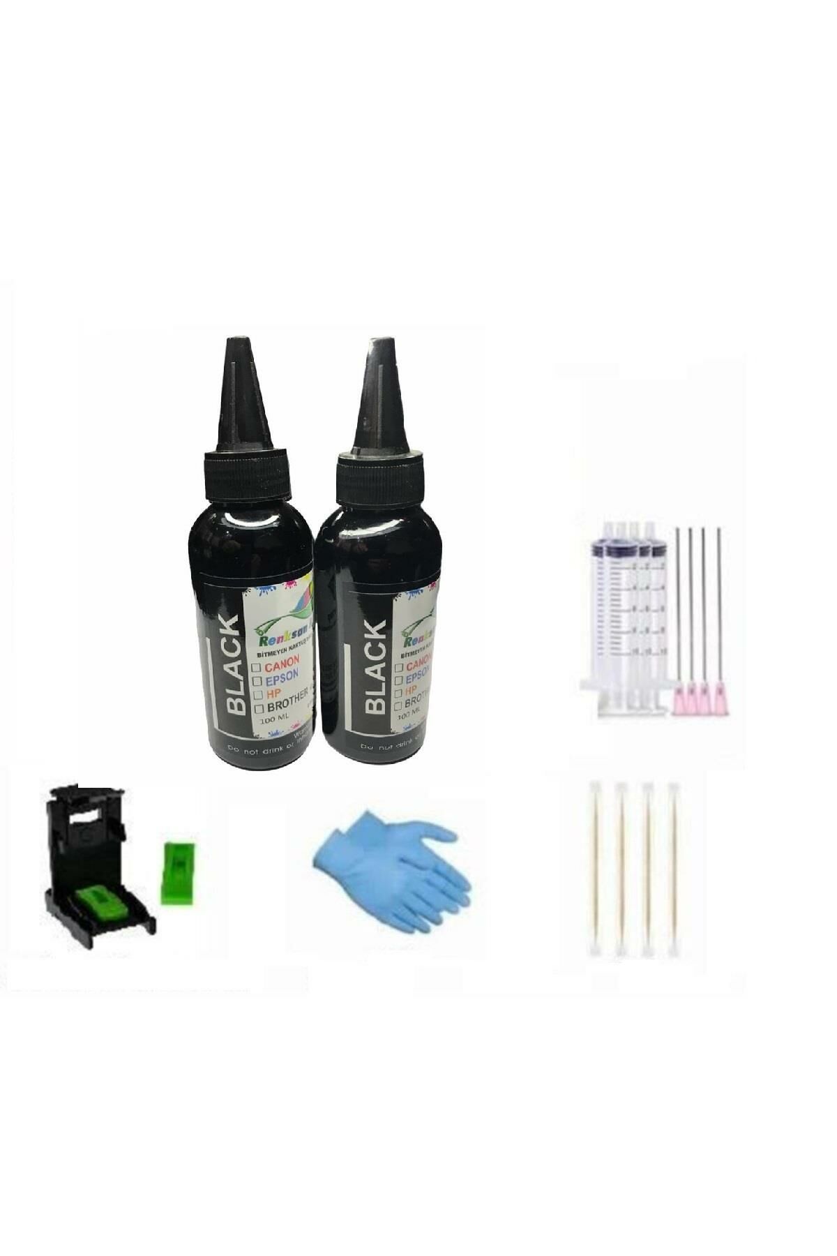 HP 2723 UYUMLU KARTUŞ DOLUM MÜREKKEP 2'Lİ SİYAH PAKET RENKSAN