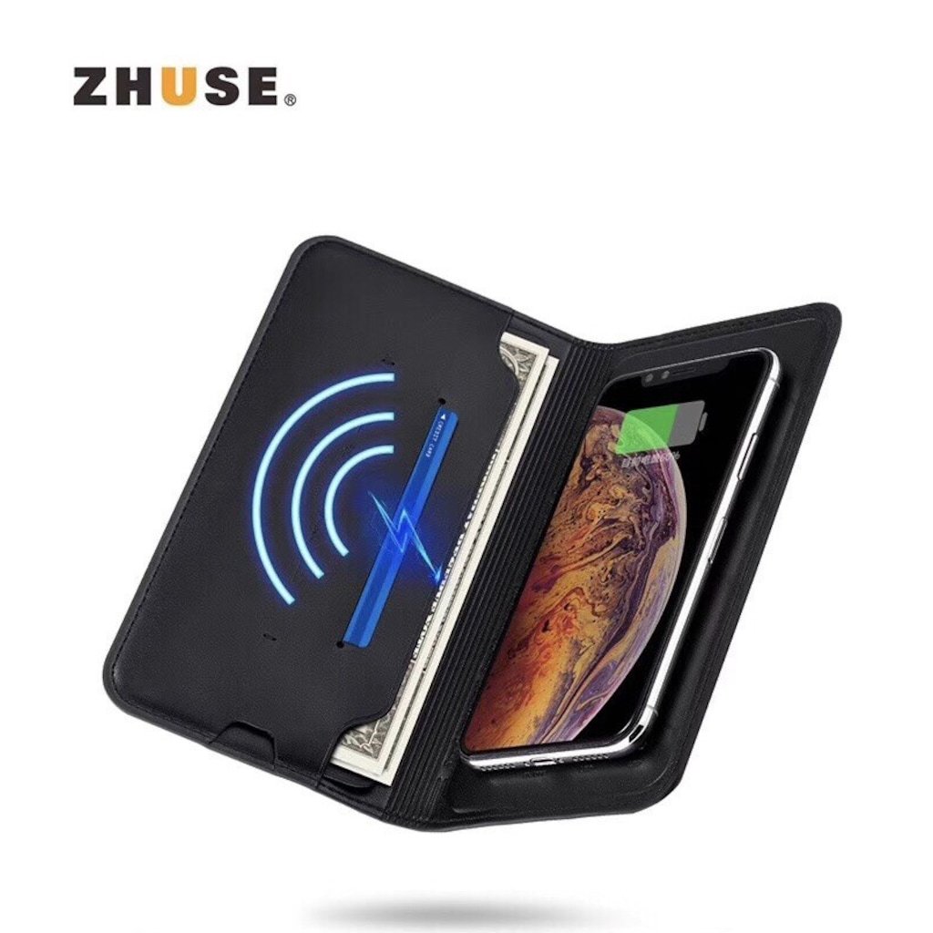 Zhuse 8000 mAh %100 Deri Cüzdan Kablosuz Powerbank PB-032
