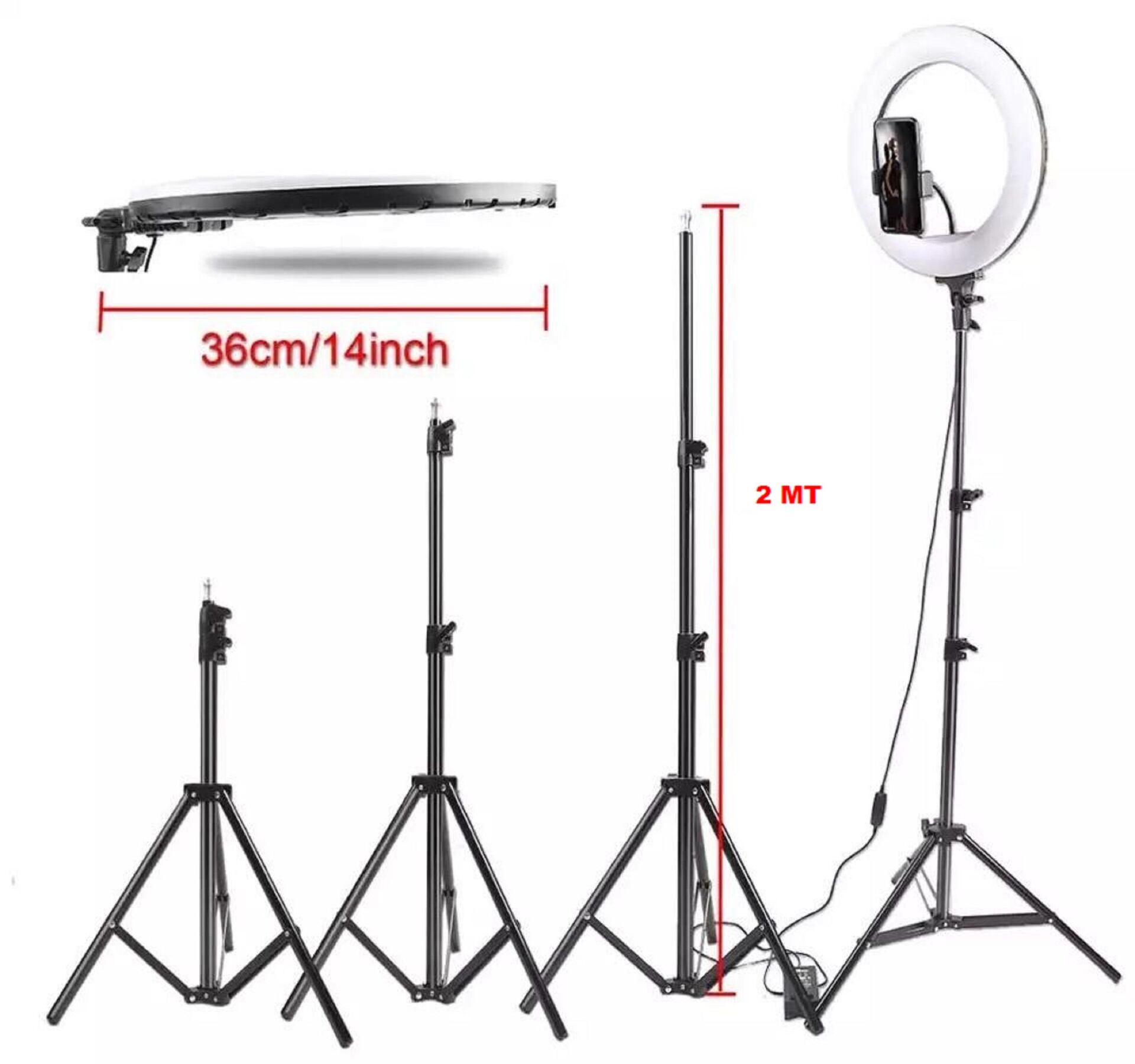 Renksan 14 Inç Video Oda Çekimleri Için Ring Light Sürekli Beyaz Led Işık + 2m Stand Ayak Halka14