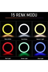 Mj26 10inç Rgb Led Selfie Işığı Tripot Youtuber Makyaj Rıng Lıght RENKSAN