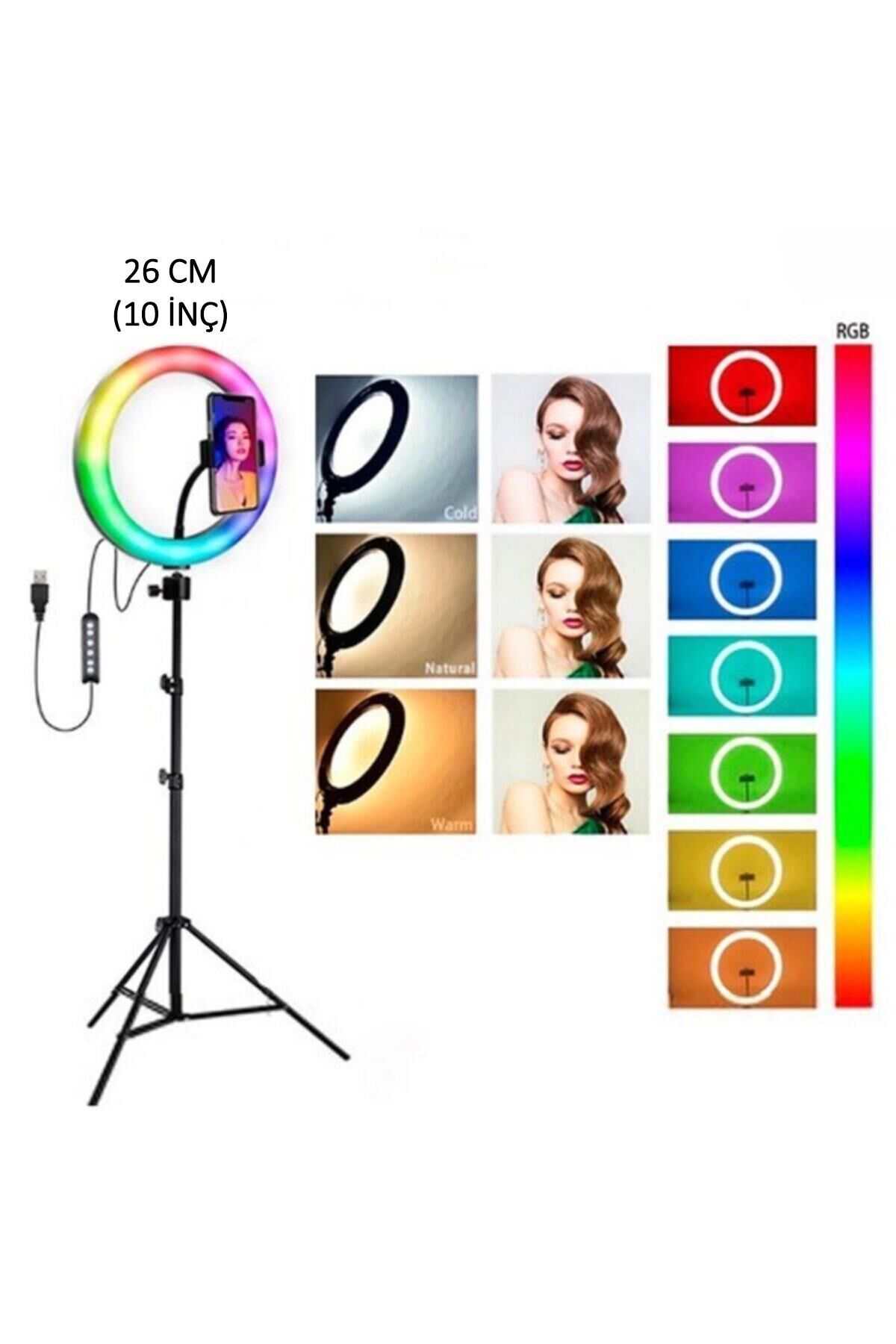 Mj26 10inç Rgb Led Selfie Işığı Tripot Youtuber Makyaj Rıng Lıght RENKSAN