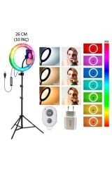 Mj26 10inç Rgb Led Selfie Işığı Tripot Youtuber Kumandalı Ring Lıght